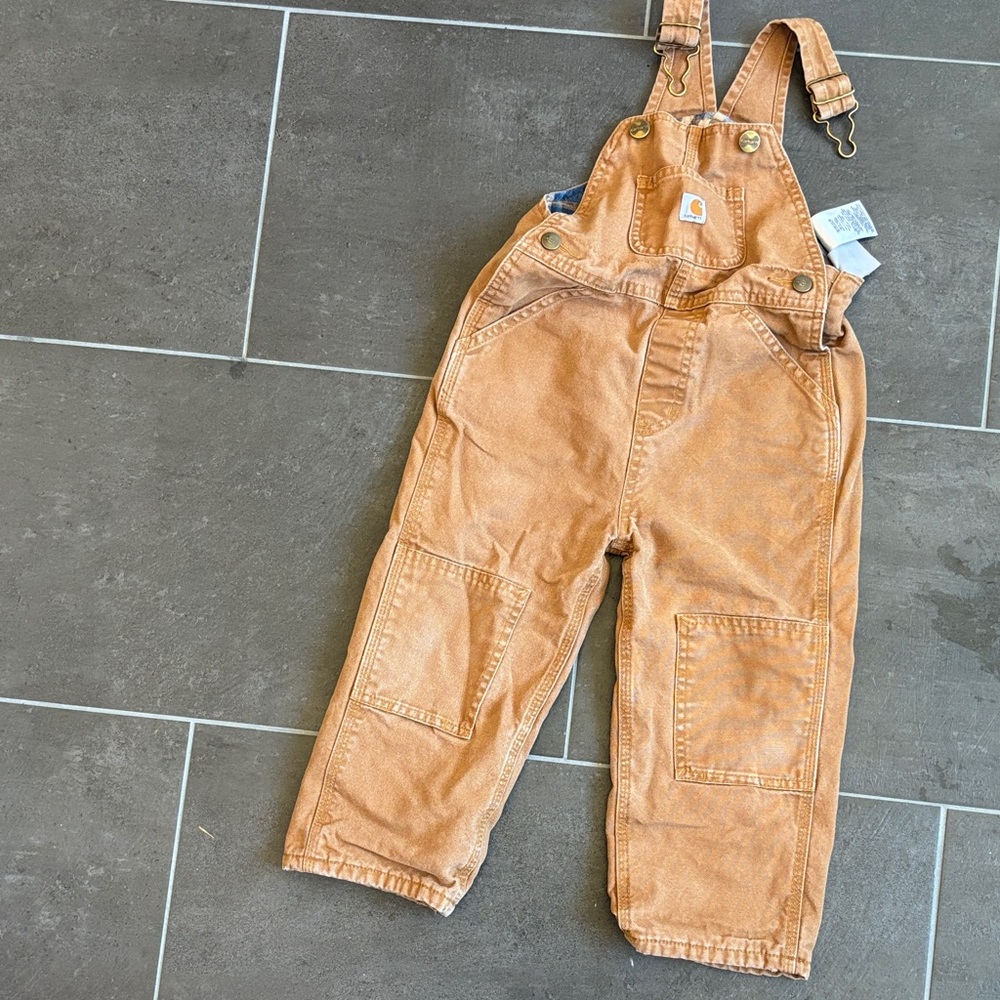 Carhartt Kids Flannel Lined Overalls Sz 3t